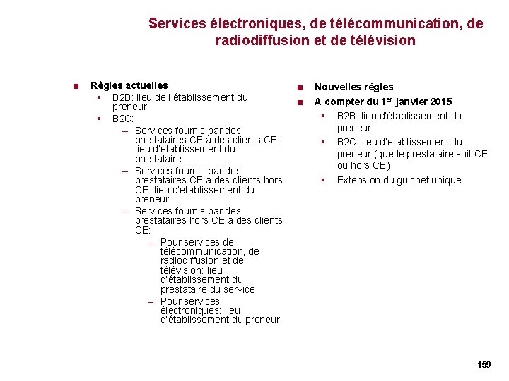 Services électroniques, de télécommunication, de radiodiffusion et de télévision < Règles actuelles § B Services électroniques, de télécommunication, de radiodiffusion et de télévision < Règles actuelles § B