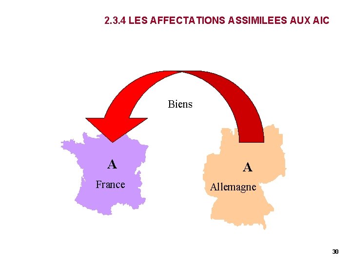 2. 3. 4 LES AFFECTATIONS ASSIMILEES AUX AIC Biens A France A Allemagne 30 2. 3. 4 LES AFFECTATIONS ASSIMILEES AUX AIC Biens A France A Allemagne 30