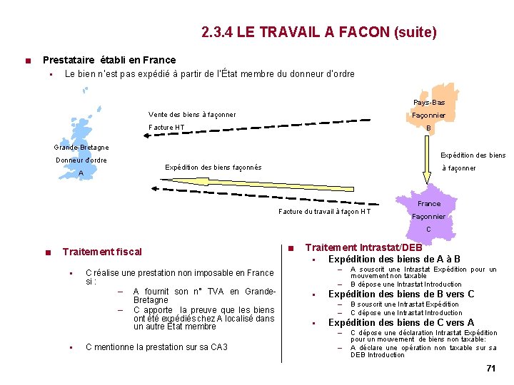 2. 3. 4 LE TRAVAIL A FACON (suite) < Prestataire établi en France § 2. 3. 4 LE TRAVAIL A FACON (suite) < Prestataire établi en France §