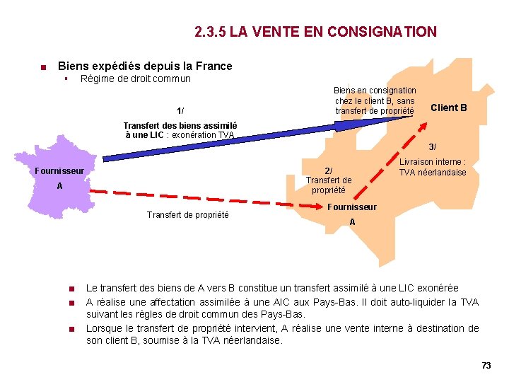 2. 3. 5 LA VENTE EN CONSIGNATION < Biens expédiés depuis la France § 2. 3. 5 LA VENTE EN CONSIGNATION < Biens expédiés depuis la France §