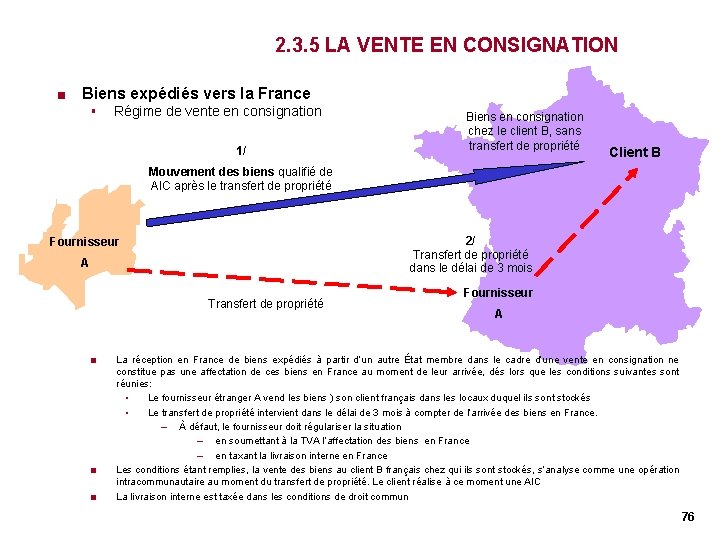 2. 3. 5 LA VENTE EN CONSIGNATION < Biens expédiés vers la France § 2. 3. 5 LA VENTE EN CONSIGNATION < Biens expédiés vers la France §
