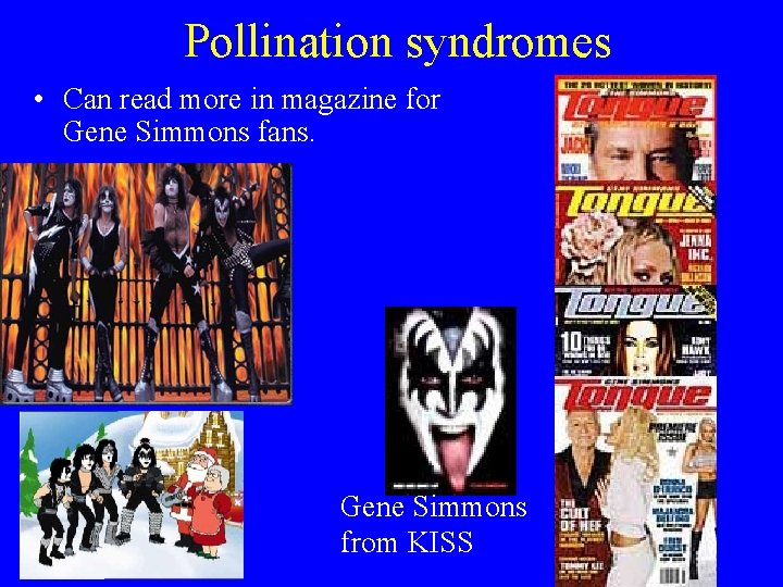 Pollination syndromes • Can read more in magazine for Gene Simmons fans. Gene Simmons