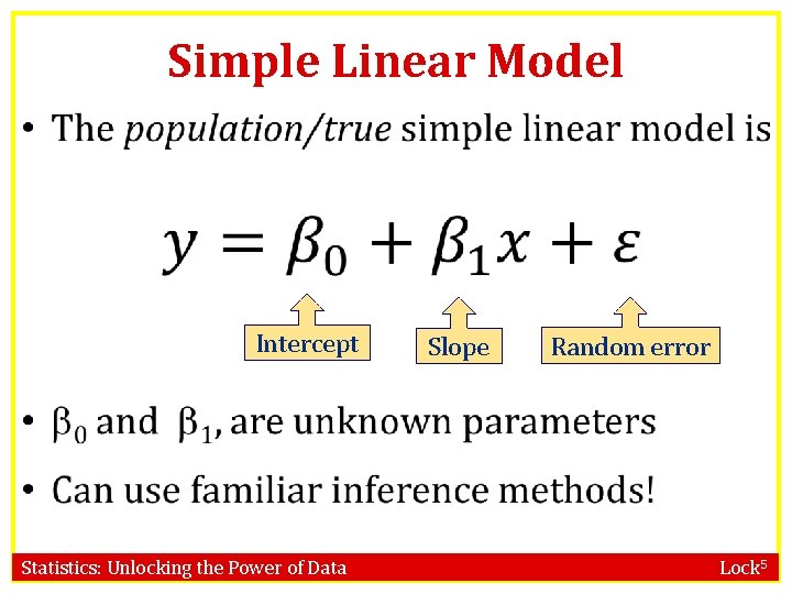 Simple Linear Model Intercept Statistics: Unlocking the Power of Data Slope Random error Lock