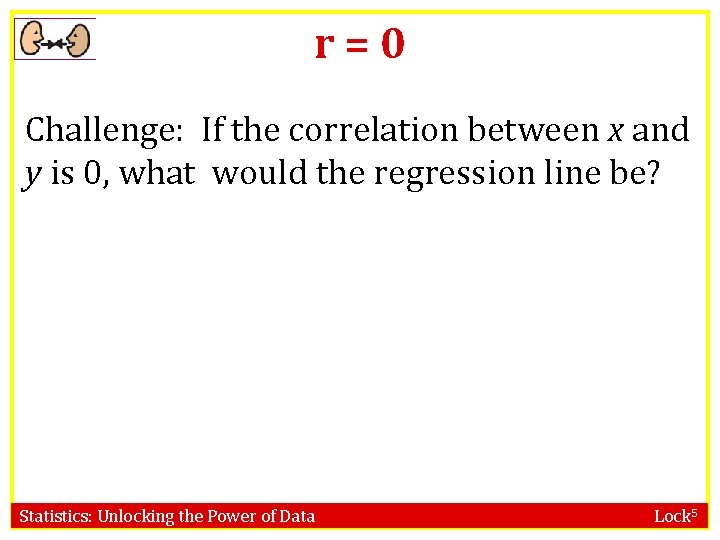 r=0 Challenge: If the correlation between x and y is 0, what would the