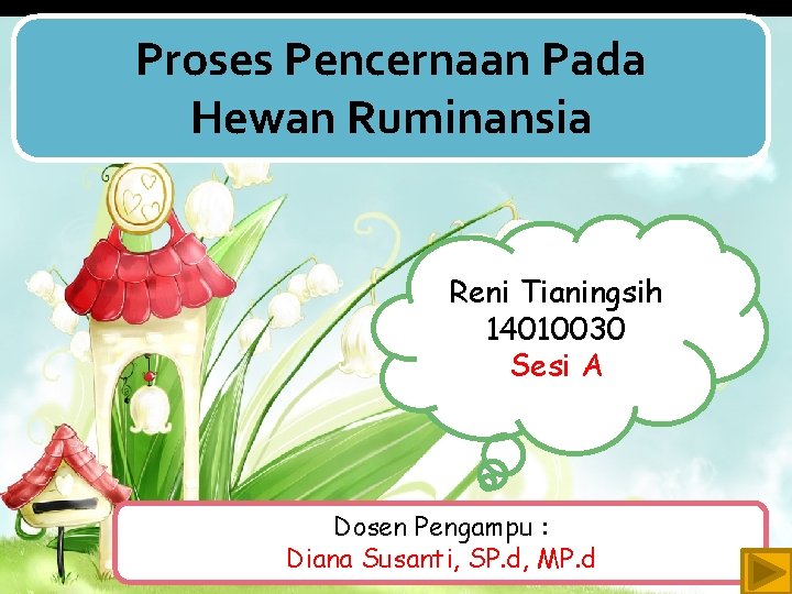 Proses Pencernaan Pada Hewan Ruminansia Reni Tianingsih 14010030 Sesi A Dosen Pengampu : Diana
