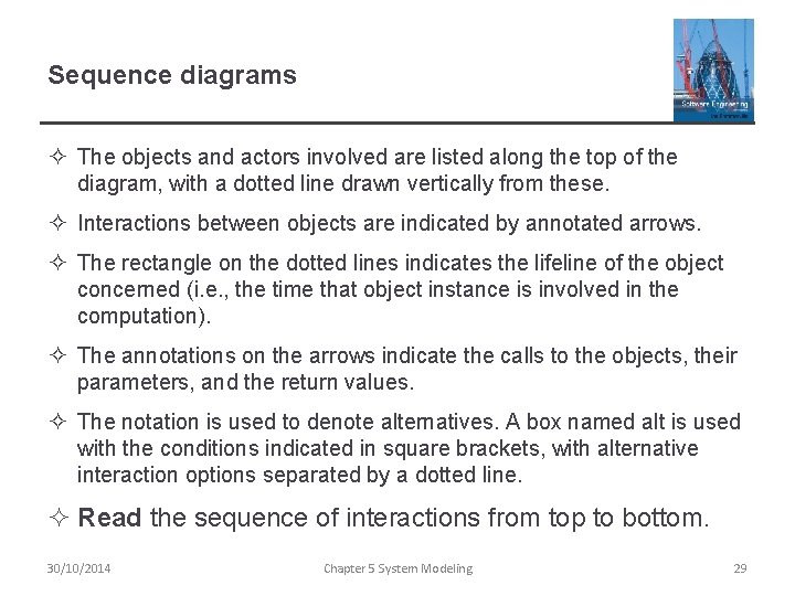 Sequence diagrams ² The objects and actors involved are listed along the top of