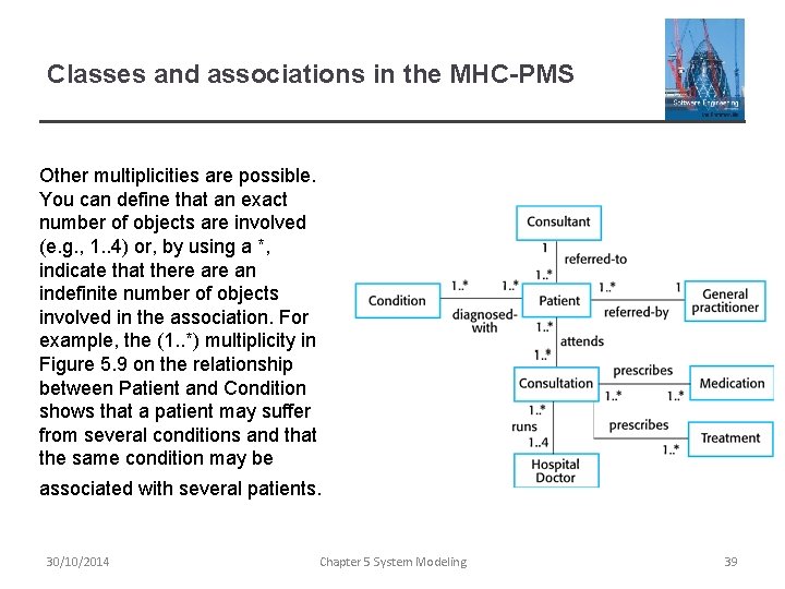 Classes and associations in the MHC-PMS Other multiplicities are possible. You can define that