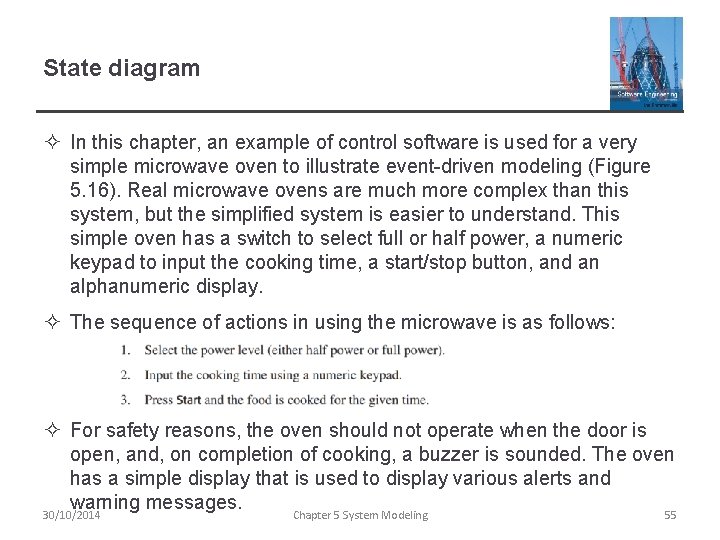 State diagram ² In this chapter, an example of control software is used for