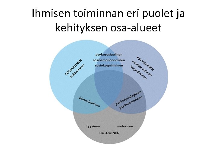 Ihmisen toiminnan eri puolet ja kehityksen osa-alueet 