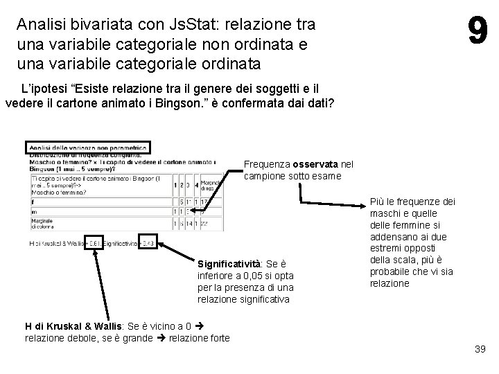 Analisi bivariata con Js. Stat: relazione tra una variabile categoriale non ordinata e una Analisi bivariata con Js. Stat: relazione tra una variabile categoriale non ordinata e una