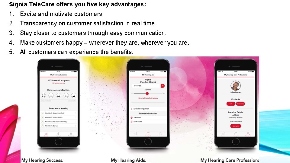 Signia Tele. Care offers you five key advantages: 1. Excite and motivate customers. 2.