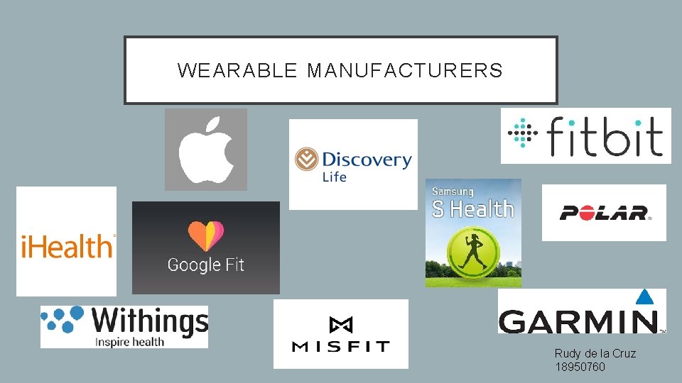 WEARABLE MANUFACTURERS Rudy de la Cruz 18950760 
