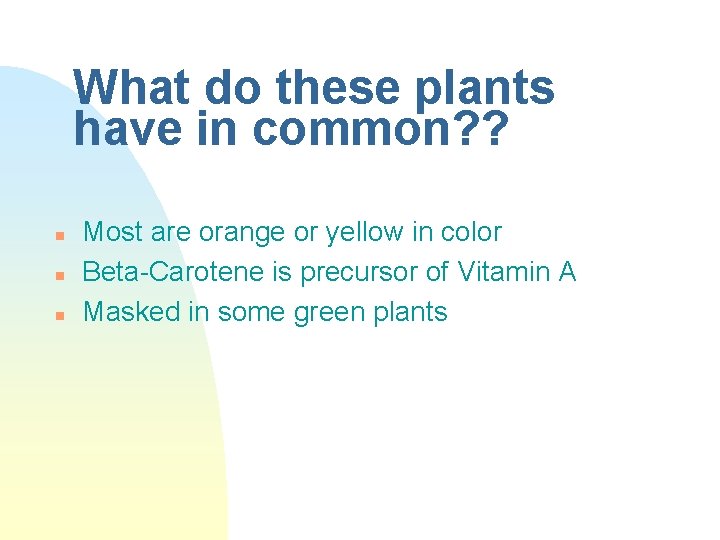 What do these plants have in common? ? n n n Most are orange What do these plants have in common? ? n n n Most are orange
