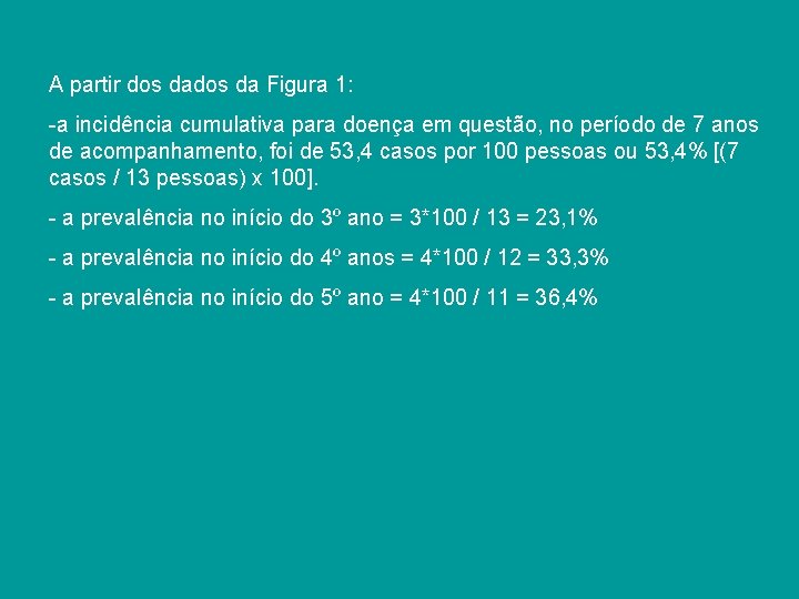 A partir dos da Figura 1: -a incidência cumulativa para doença em questão, no