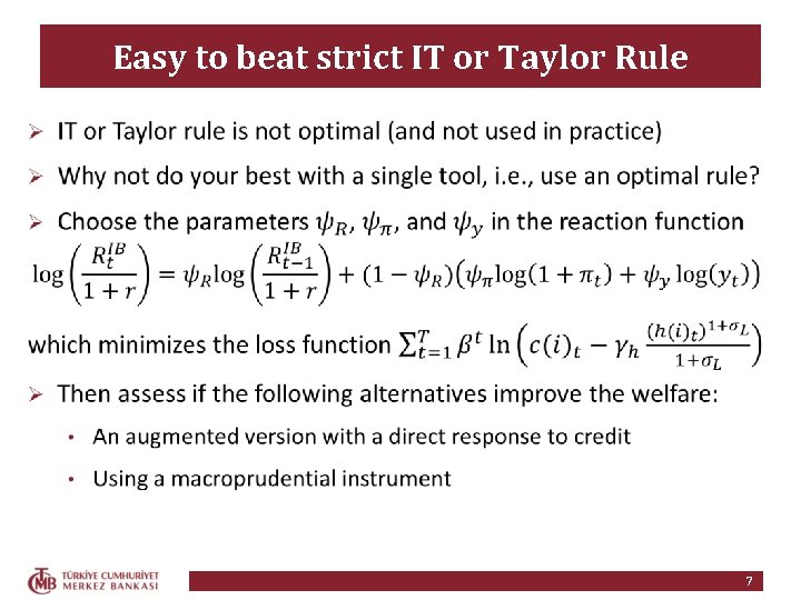 Easy to beat strict IT or Taylor Rule 7 