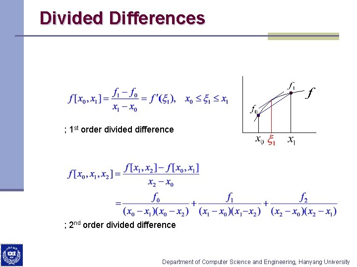 Divided Differences ; 1 st order divided difference ; 2 nd order divided difference