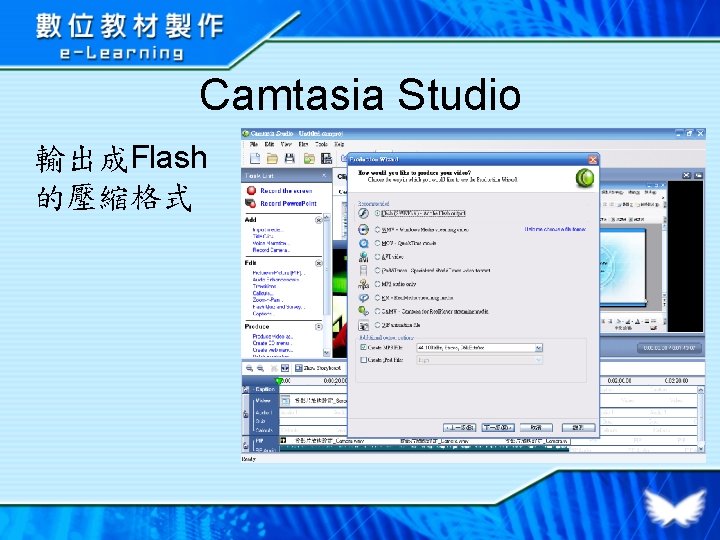 Camtasia Studio 輸出成Flash 的壓縮格式 