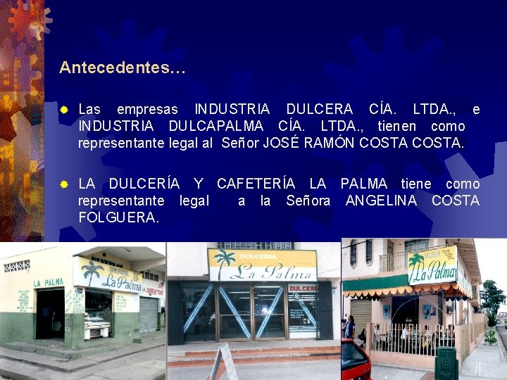 Antecedentes… ® Las empresas INDUSTRIA DULCERA CÍA. LTDA. , e INDUSTRIA DULCAPALMA CÍA. LTDA. Antecedentes… ® Las empresas INDUSTRIA DULCERA CÍA. LTDA. , e INDUSTRIA DULCAPALMA CÍA. LTDA.