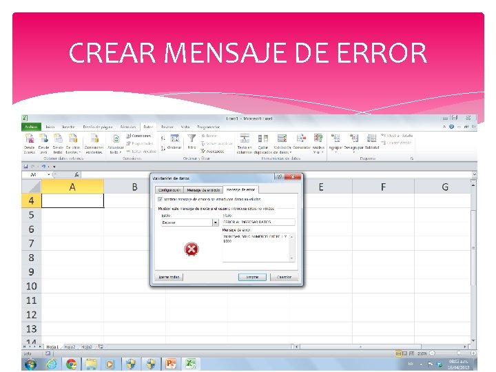 CREAR MENSAJE DE ERROR 