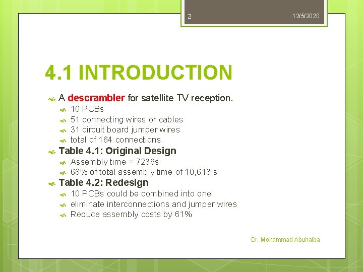 2 12/5/2020 4. 1 INTRODUCTION A descrambler for satellite TV reception. Table 4. 1: 2 12/5/2020 4. 1 INTRODUCTION A descrambler for satellite TV reception. Table 4. 1: