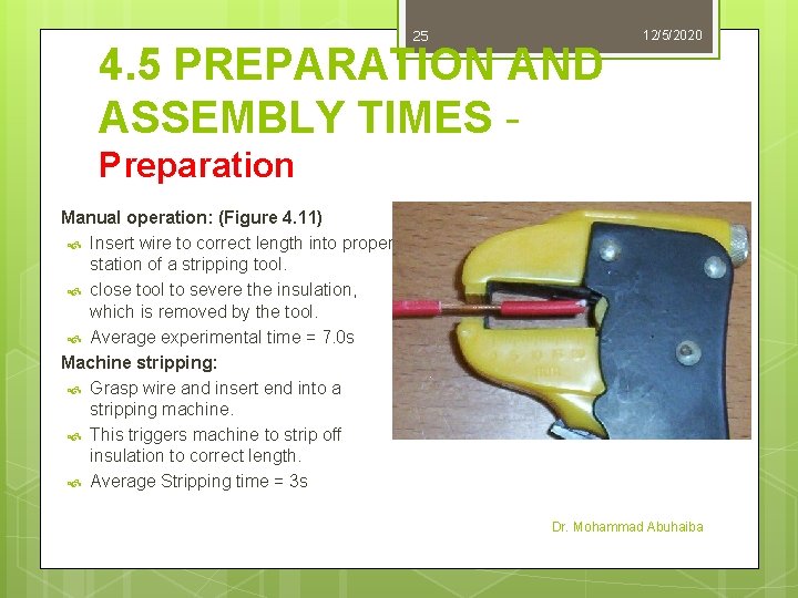 25 4. 5 PREPARATION AND ASSEMBLY TIMES - 12/5/2020 Preparation Manual operation: (Figure 4. 25 4. 5 PREPARATION AND ASSEMBLY TIMES - 12/5/2020 Preparation Manual operation: (Figure 4.