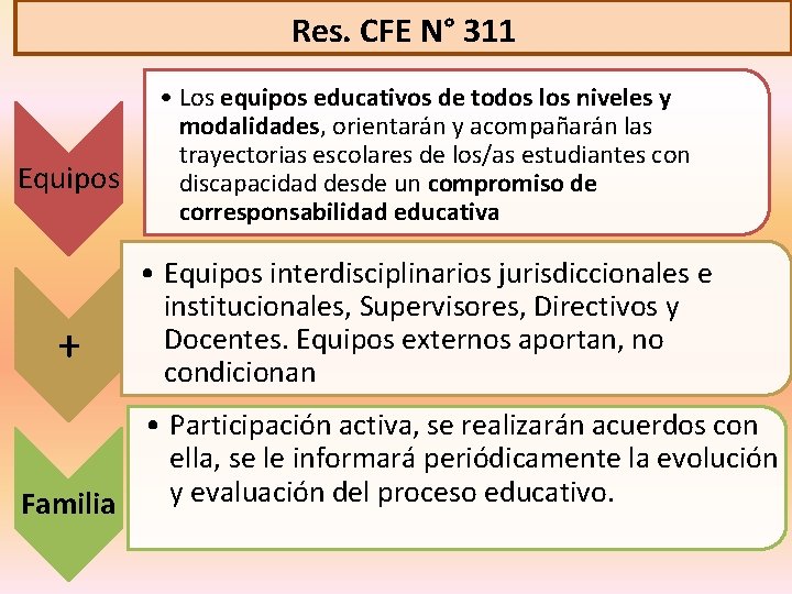 Res. CFE N° 311 Equipos + • Los equipos educativos de todos los niveles