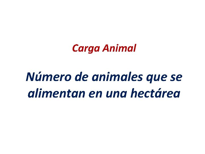 Carga Animal Número de animales que se alimentan en una hectárea 