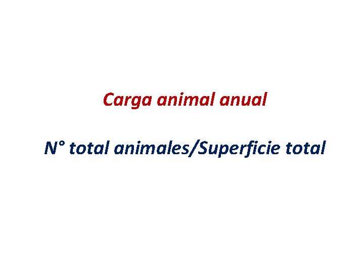 Carga animal anual N° total animales/Superficie total 