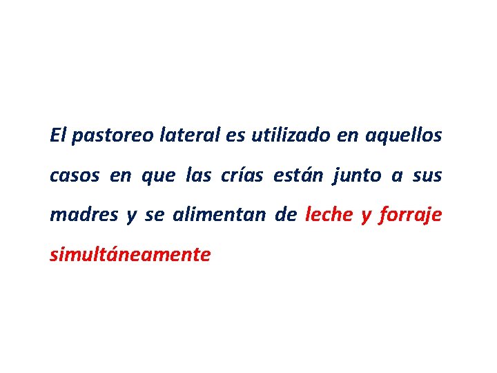 El pastoreo lateral es utilizado en aquellos casos en que las crías están junto