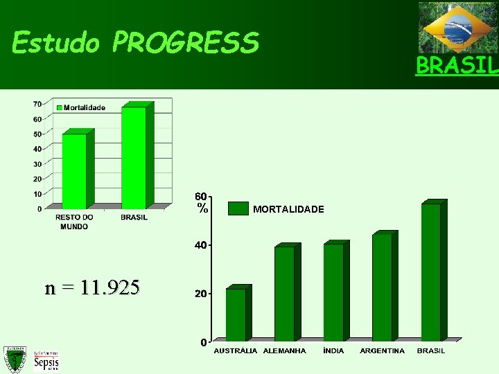 Estudo PROGRESS % n = 11. 925 MORTALIDADE BRASIL 