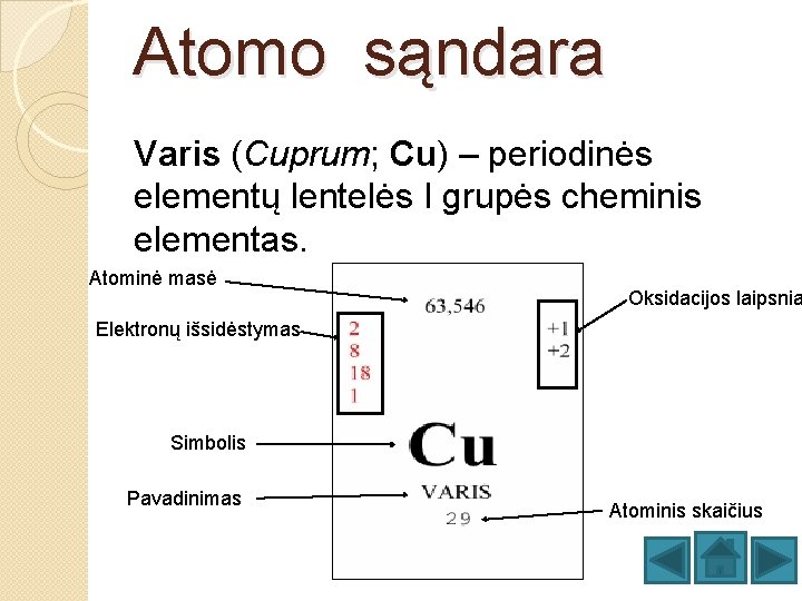 Atomo sąndara Varis (Cuprum; Cu) – periodinės elementų lentelės I grupės cheminis elementas. Atominė