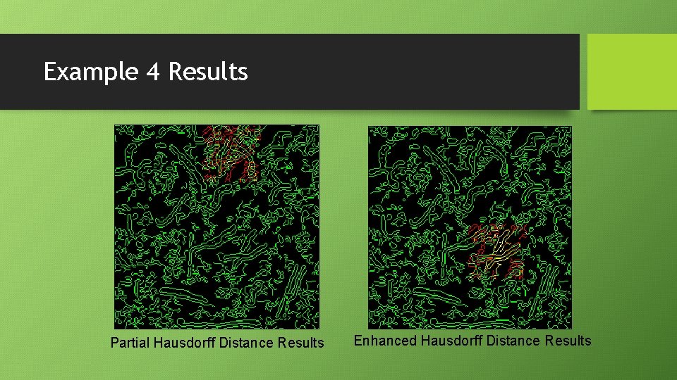 Example 4 Results Partial Hausdorff Distance Results Enhanced Hausdorff Distance Results Example 4 Results Partial Hausdorff Distance Results Enhanced Hausdorff Distance Results