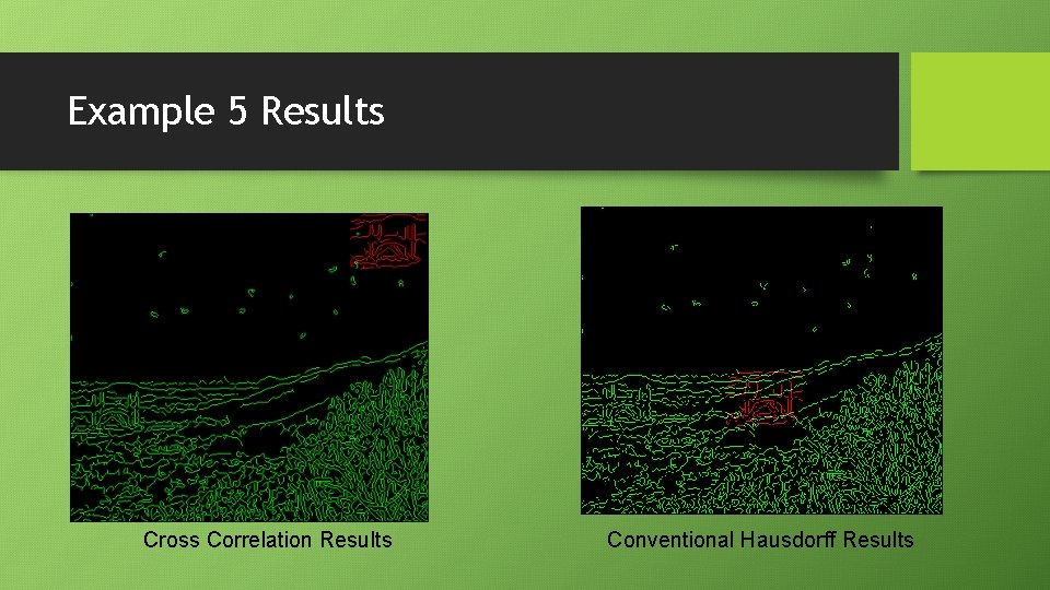 Example 5 Results Cross Correlation Results Conventional Hausdorff Results Example 5 Results Cross Correlation Results Conventional Hausdorff Results