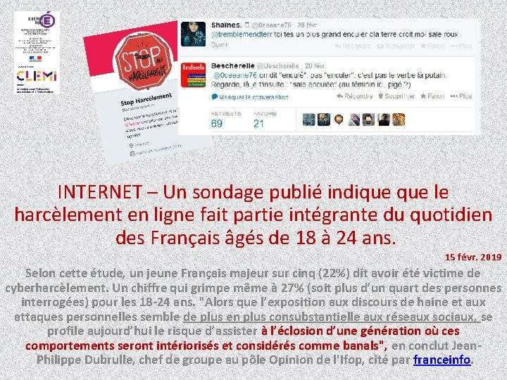 INTERNET – Un sondage publié indique le harcèlement en ligne fait partie intégrante du