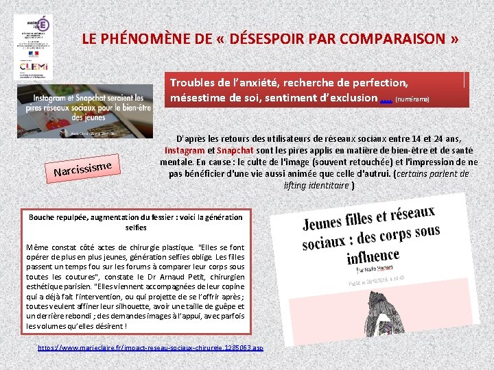 LE PHÉNOMÈNE DE « DÉSESPOIR PAR COMPARAISON » Troubles de l’anxiété, recherche de perfection,