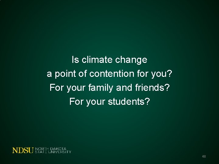 Is climate change a point of contention for you? For your family and friends?