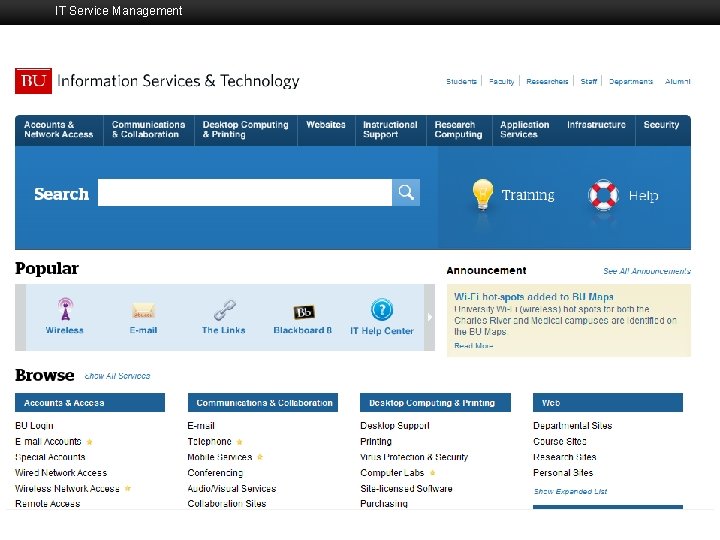 IT Service Management Boston University Slideshow Title Goes Here 