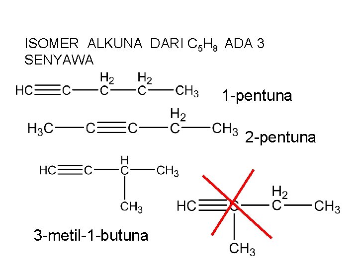 ISOMER ALKUNA DARI C 5 H 8 ADA 3 SENYAWA 1 -pentuna 2 -pentuna ISOMER ALKUNA DARI C 5 H 8 ADA 3 SENYAWA 1 -pentuna 2 -pentuna