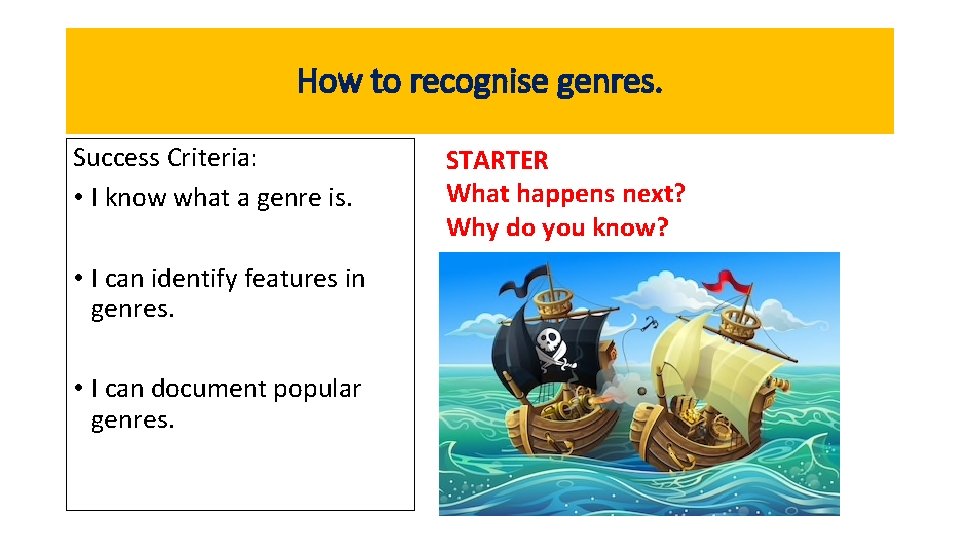 How to recognise genres. Success Criteria: • I know what a genre is. •