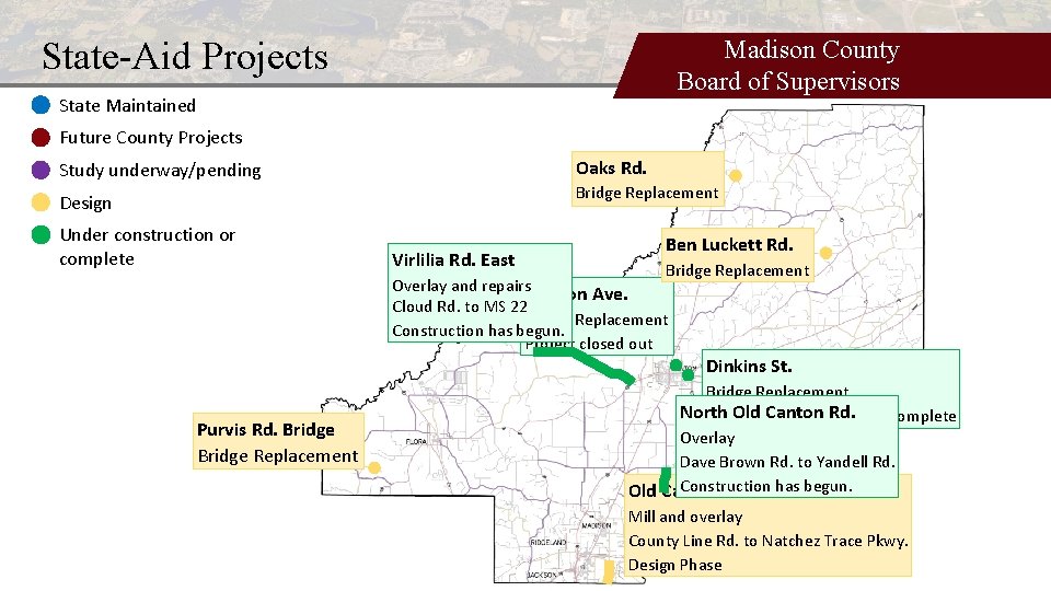 State-Aid Projects Madison County Board of Supervisors State Maintained Future County Projects Study underway/pending