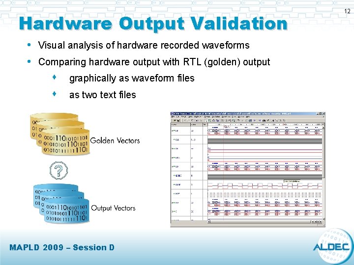 Hardware Output Validation • Visual analysis of hardware recorded waveforms • Comparing hardware output Hardware Output Validation • Visual analysis of hardware recorded waveforms • Comparing hardware output