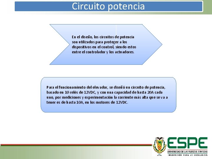 Circuito potencia En el diseño, los circuitos de potencia son utilizados para proteger a