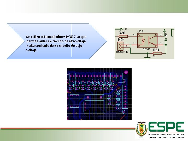  Se utilizó octoacopladores PC 817 ya que permite aislar un circuito de alto