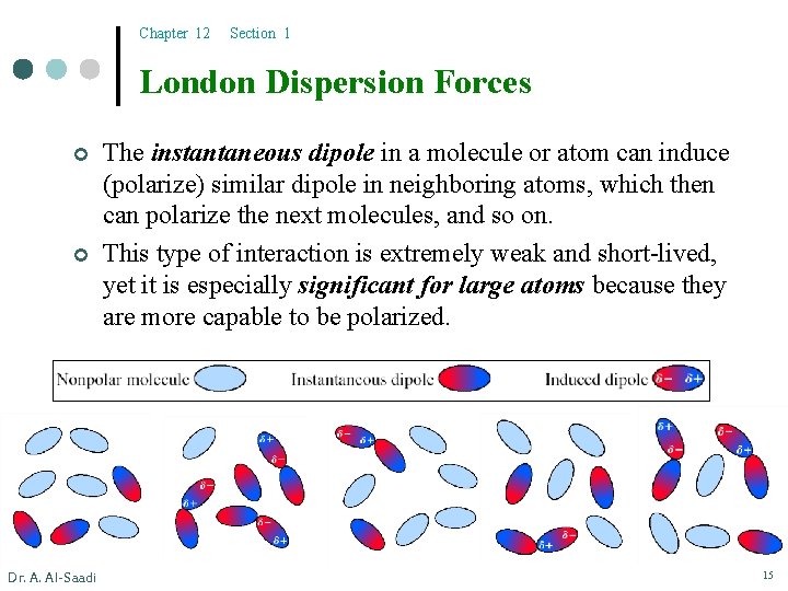 Chapter 12 Section 1 London Dispersion Forces ¢ ¢ Dr. A. Al-Saadi The instantaneous