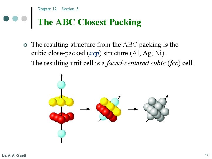 Chapter 12 Section 3 The ABC Closest Packing ¢ Dr. A. Al-Saadi The resulting