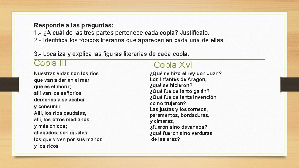 Responde a las preguntas: 1. - ¿A cuál de las tres partes pertenece cada