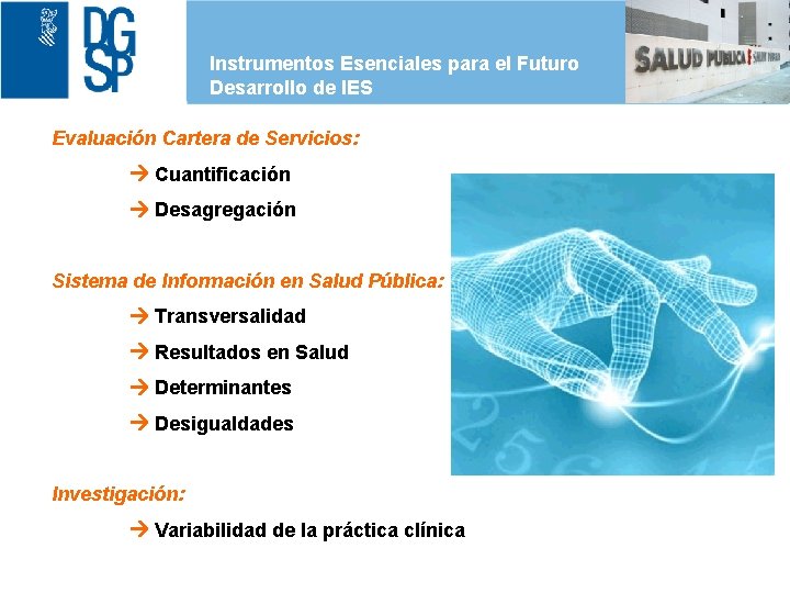 Instrumentos Esenciales para el Futuro Desarrollo de IES Evaluación Cartera de Servicios: Cuantificación Desagregación