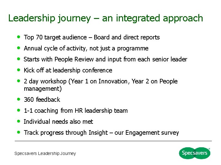 Leadership journey – an integrated approach • • • Top 70 target audience – Leadership journey – an integrated approach • • • Top 70 target audience –
