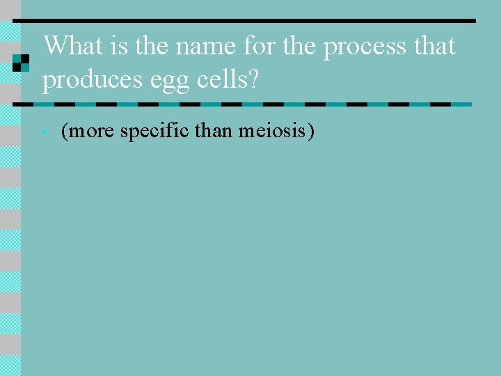 What is the name for the process that produces egg cells? • (more specific