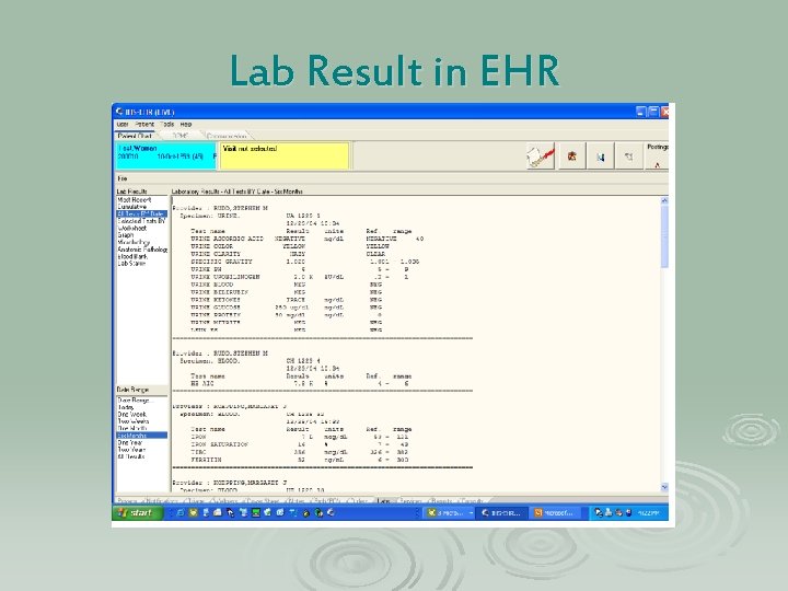 Lab Result in EHR 